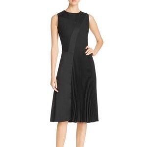 NWT Hugo Boss Dionia Black Pleated Sleeveless Midi Dress 6 O26